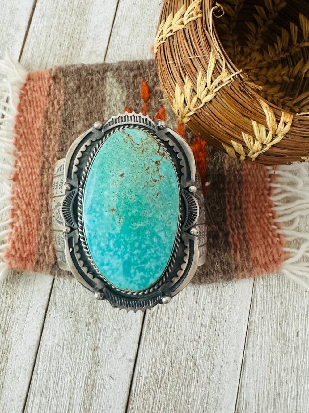 Handcrafted Sterling Silver & Kingman Turquoise Cuff Bracelet by Boyd Ashley